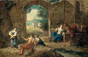 Andrea Locatelli Figures in a Landscape oil painting on canvas